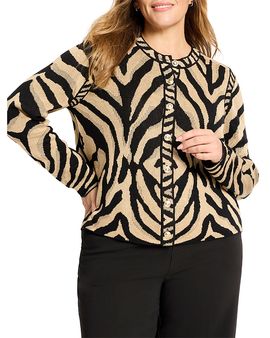 Nic+zoe Plus Nic+Zoe Plus Animal Jacquard Cardigan