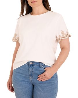 Nic+zoe Plus Nic+Zoe Plus Deco Sleeve Cotton Tee