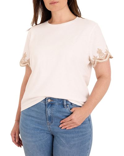 Nic+zoe Plus Nic+Zoe Plus Deco Sleeve Cotton Tee