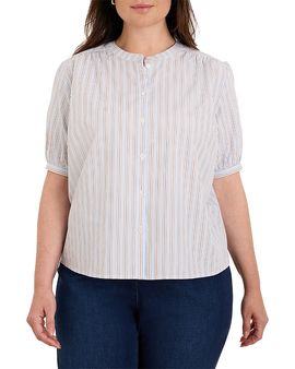 Nic+zoe Plus Nic+Zoe Plus Eton Stripe Short Sleeve Shirt