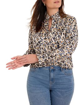 Nic+zoe Plus Nic+Zoe Plus Gilded Flakes Stand Collar Shirt