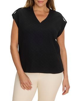 Nic+zoe Plus Nic+Zoe Plus Nzt Lace Knit Cap Sleeve Tee