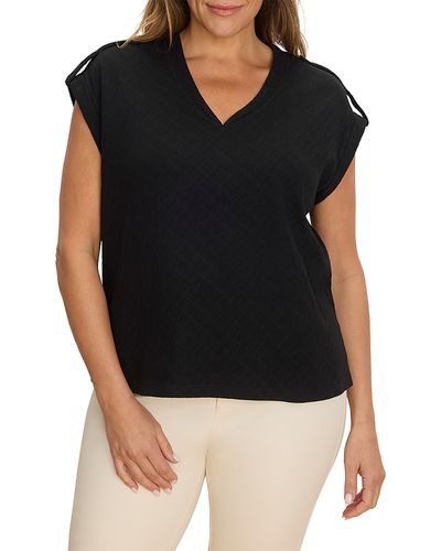 Nic+zoe Plus Nic+Zoe Plus Nzt Lace Knit Cap Sleeve Tee