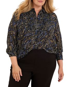 Nic+zoe Plus Nic+Zoe Plus Portobello Printed Chiffon Shirt