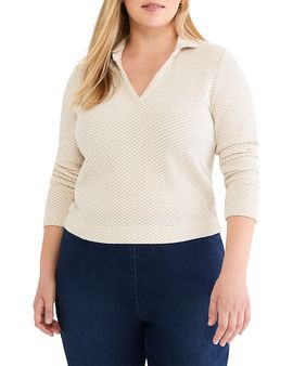 Nic+zoe Plus Nic+Zoe Plus Textured Tuck Stitch Knit Polo
