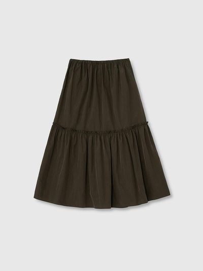 NIEEH BLOCK PLEATED SKIRT_KHAKI