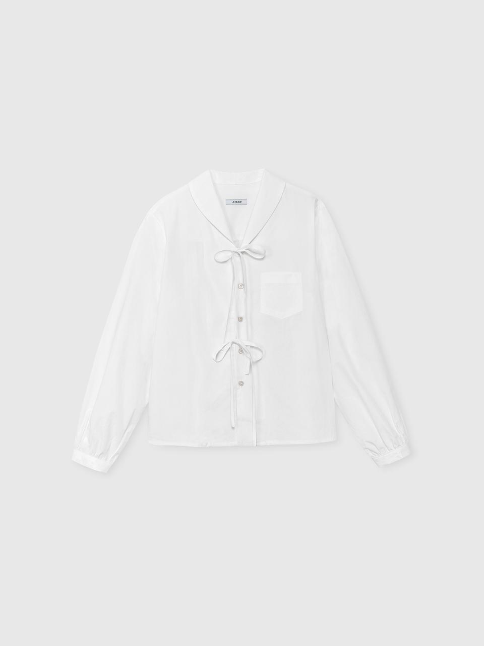 NIEEH Double Ribbon Shirt - White