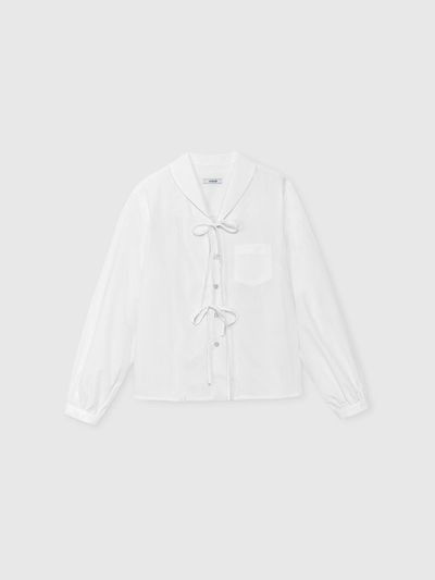 NIEEH Double Ribbon Shirt - White