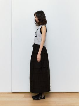 NIEEH Frill Midi Skirt - Black