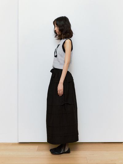 NIEEH Frill Midi Skirt - Black