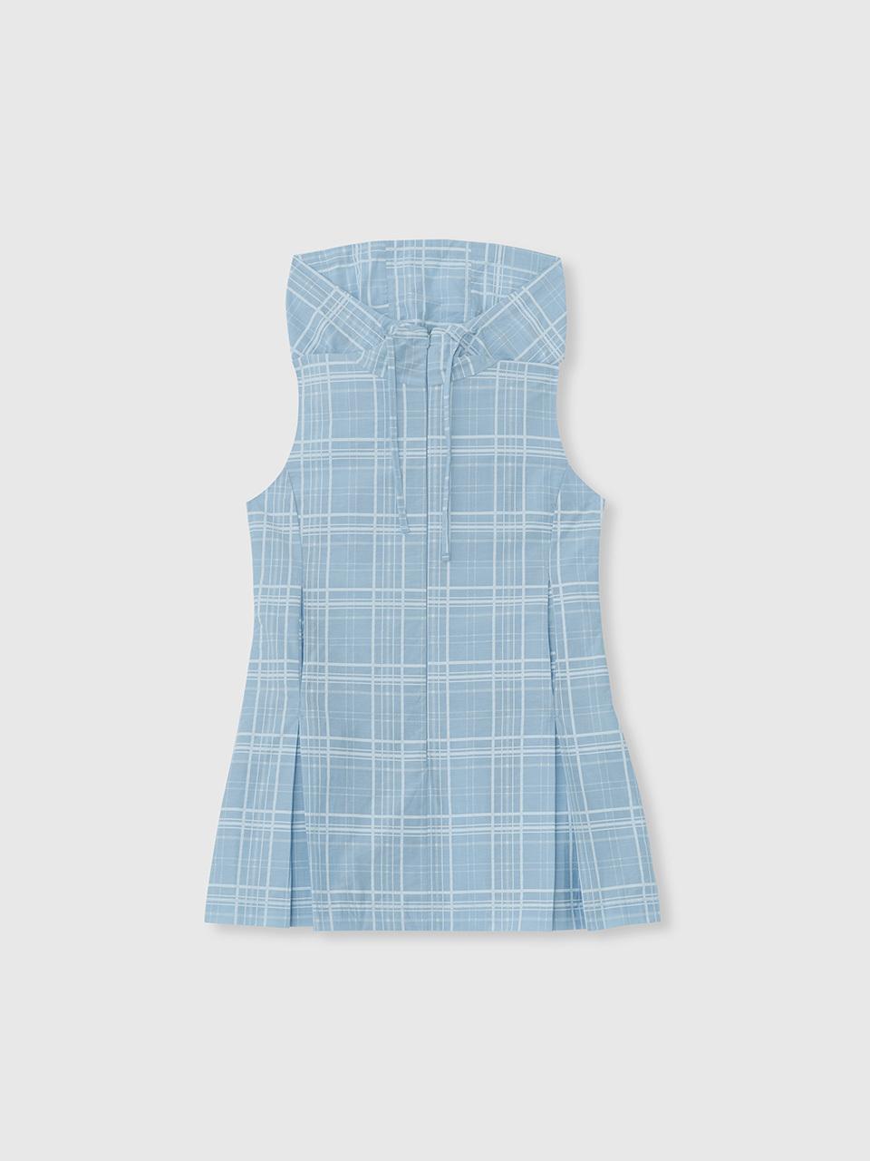 NIEEH NYLON TARTAN HOODIE_BLUE