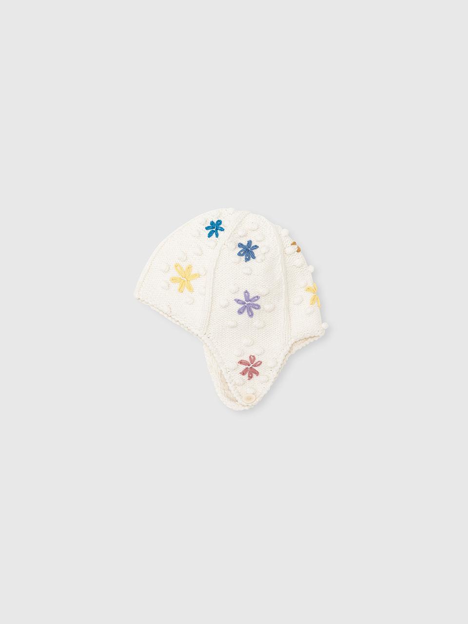 NIEEH SEA FLOWER KNIT CAP [WHITE]