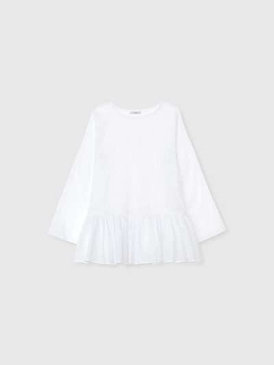 NIEEH SHEER FLARE BLOUSE [WHITE]