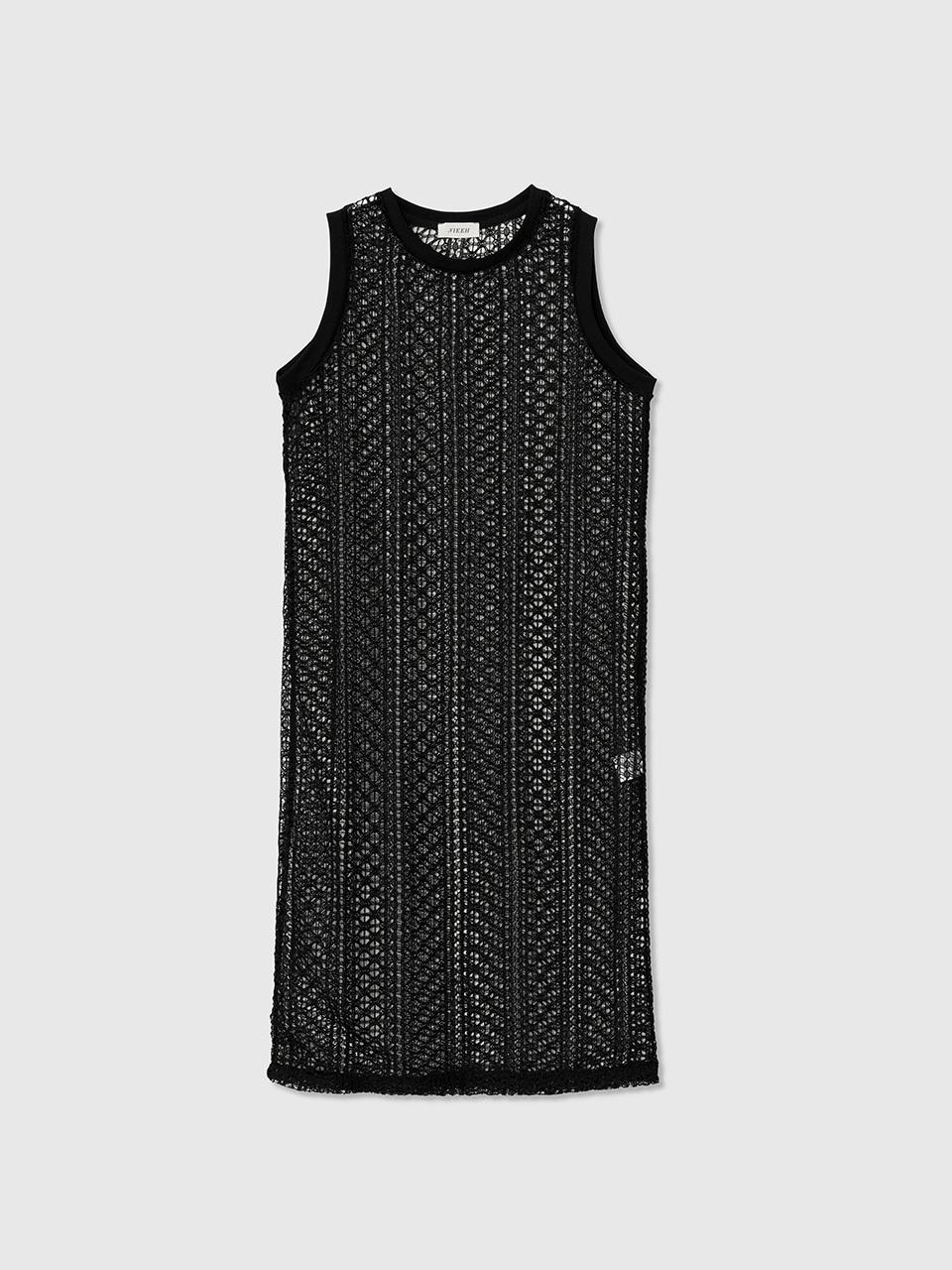NIEEH SHEER JACQUARD DRESS_BLACK