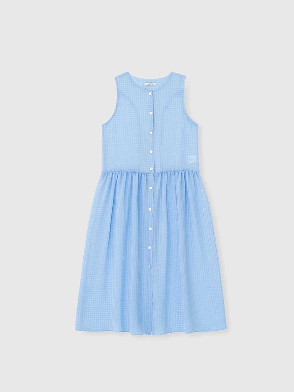 NIEEH SHEER TARTAN DRESS_BLUE