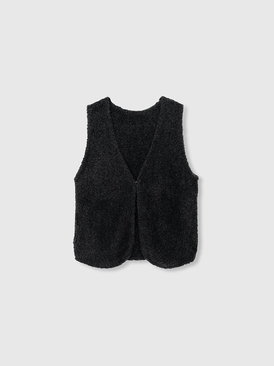 NIEEH Sleeveless Knit Cardigan - Charcoal