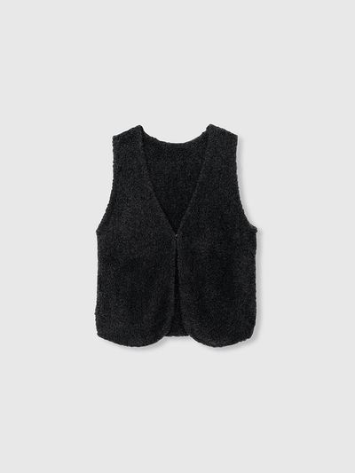 NIEEH Sleeveless Knit Cardigan - Charcoal