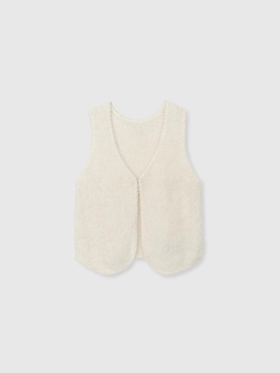 NIEEH Sleeveless Knit Cardigan - White