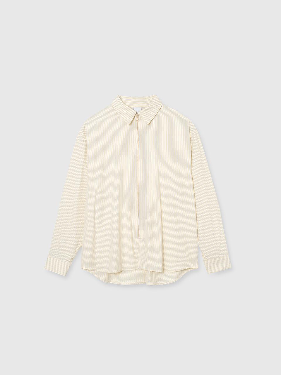 NIEEH Striped Zip Up Shirt - Yellow