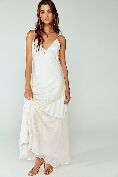 Nigel Preston Nigel Preston Patch Lace Chiffon Maxi Dress