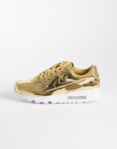 Nike Nike Air Max 90 sneakers with metallic detail in gold and white