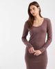 Nike Nike Chill ribbed long sleeve dress in brown - 1