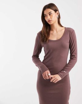 Nike Nike Chill ribbed long sleeve dress in brown
