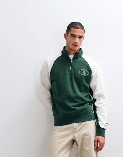 Nike Nike Club half zip sweatshirt in off white and green