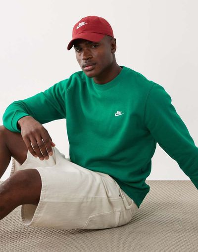 Nike Nike Club long sleeve crew neck sweatshirt in green
