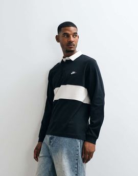 Nike Nike Club rugby top in black and white
