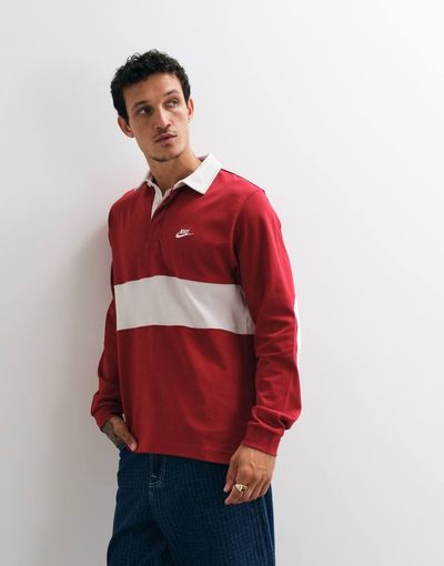 Nike Nike Club rugby top in red and white