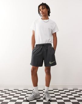Nike Nike Club Swoosh woven shorts in dark gray and green-Black