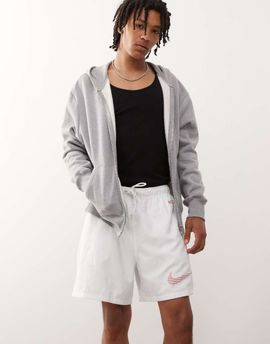 Nike Nike Club swoosh woven shorts in white & pink