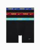 Nike Nike Dri-FIT Essential Cotton 3 pack boxer briefs with navy/red/blue waistbands in black - 1