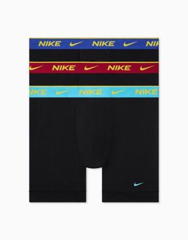 Nike Nike Dri-FIT Essential Cotton 3 pack boxer briefs with navy/red/blue waistbands in black