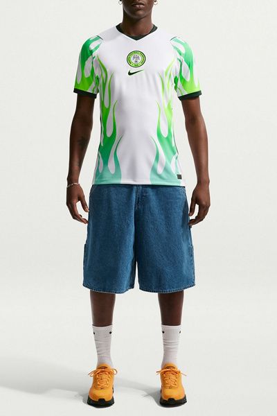 Nike Nike Dri-FIT Nigeria 2026 Stadium Away Soccer Jersey Top in White/Green Glow/Black, Men's at Urban Outfitters