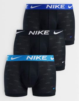 Nike Nike Elite Breathe 3 pack boxer briefs with blue/black waistbands in black