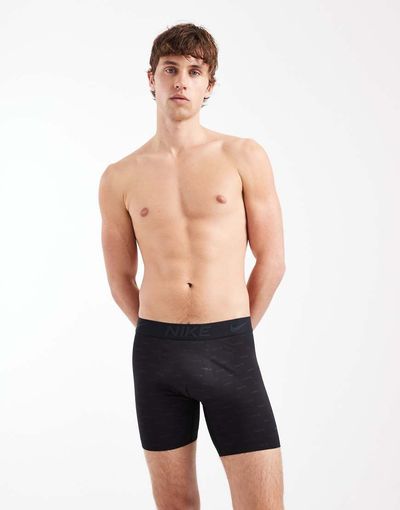 Nike Nike Elite performance all over logo breathable microfiber boxer long shorts in black