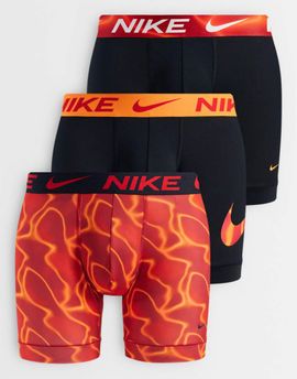 Nike Nike Essential Micro 3 pack boxer briefs in black/lava print-Multi