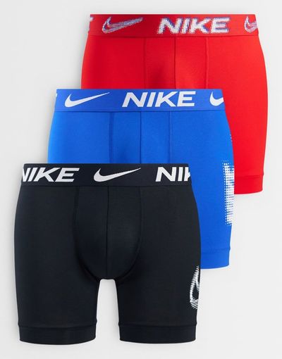 Nike Nike Essential Micro 3 pack boxer briefs in black/red/blue-Multi