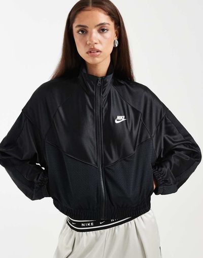 Nike Nike Festival cropped full zip jacket in black