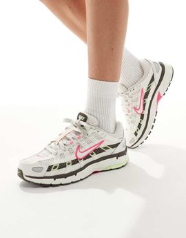 Nike Nike P-6000 sneakers in off white, pink and green