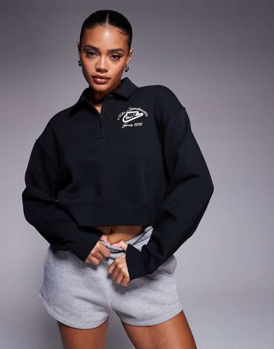 Nike Nike Phoenix preppy polo top in black