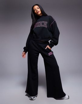 Nike Nike retro logo straight leg sweatpants in black