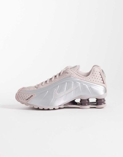 Nike Nike Shox R4 sneakers in silver and light pink
