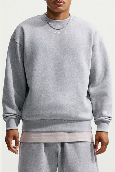 Nike Nike Solo Fleece Crew Neck Sweatshirt in Grey Heather, Men's at Urban Outfitters