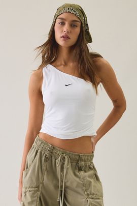 Nike Nike Sportswear Asymmetric One-Shoulder Tank Top in White, Women's at Urban Outfitters