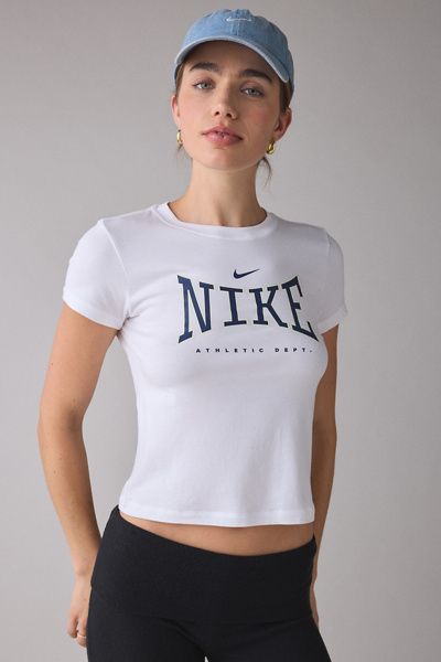 Nike Nike Sportswear Athletic Department Graphic Crop Tee in White, Women's at Urban Outfitters