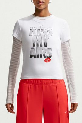 Nike Nike Sportswear Chill Knit Kiss My Airs Graphic Cropped Tee in White, Women's at Urban Outfitters