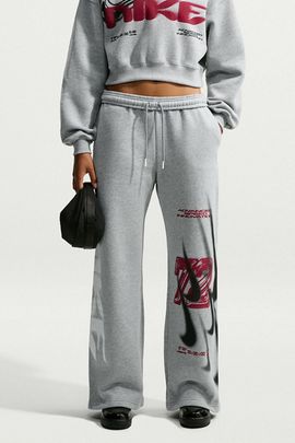 Nike Nike Sportswear Studio Fleece Graphic Straight-Leg Sweatpants in Dark Grey, Women's at Urban Outfitters